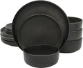 Gibson Elite Pasco 12 Piece Plates and Bowls Reactive Glaze Dishes Stoneware by GibsonHomewares