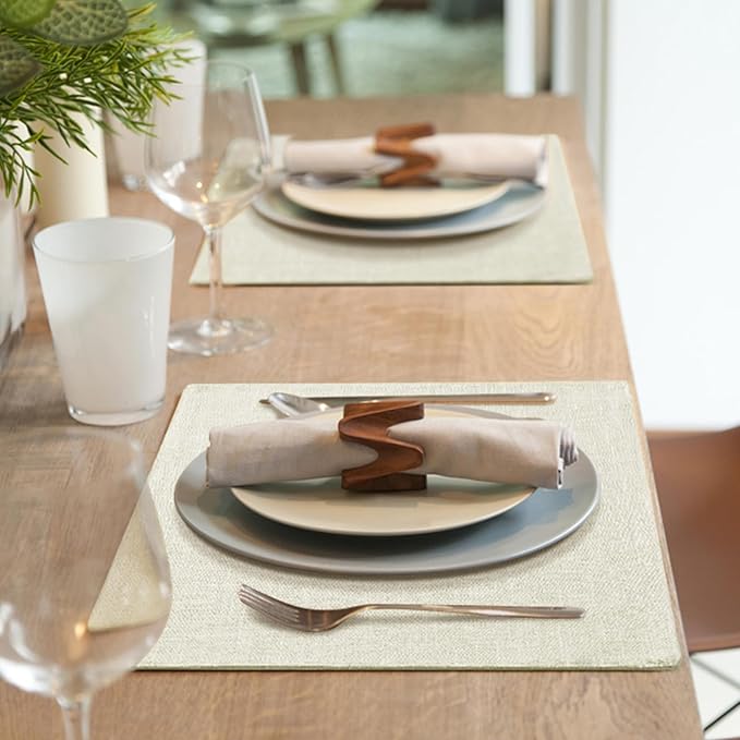 homing Cotton Linen Placemats Set of 6, Cloth Washable Farmhouse Dining Table Mats for Indoors & Outdoors, Easy to Clean, Cream, 13 x 19 Inch