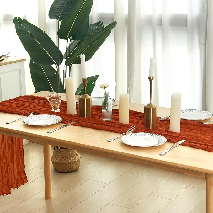 6 Pack Terracotta Cheesecloth Table Runner 120 Inch Boho Wedding Decor | - Image 6
