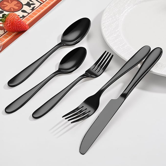 20-Piece Black Silverware Set, Flatware Set - Image 3