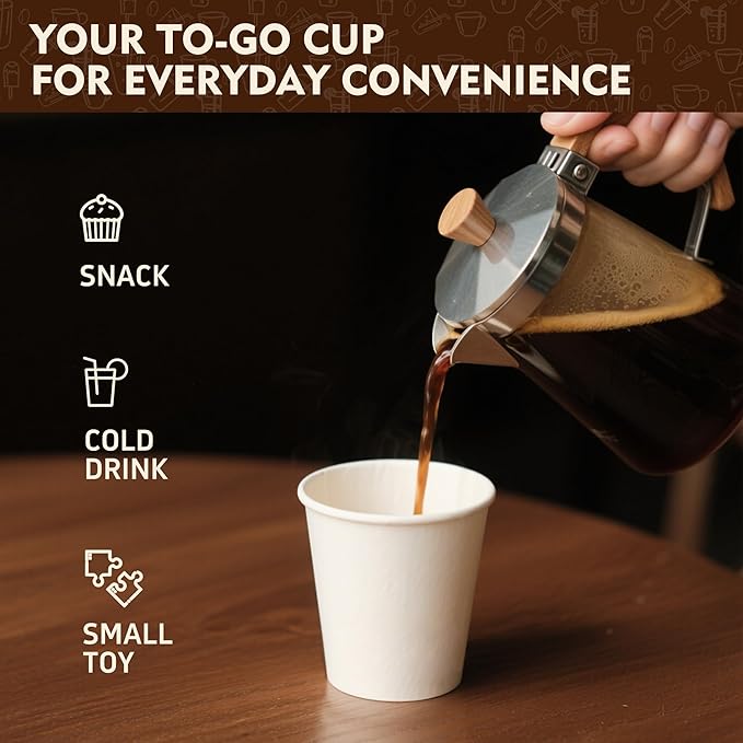 YEEHAW 8 oz 500 Pack Coffee Cups White Paper Cups | - Image 4
