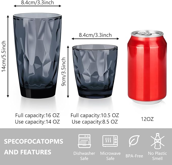 Topsky 10 oz Plastic Water Tumblers | Set of 4 Transparent Unbreakable Drinking - Image 2