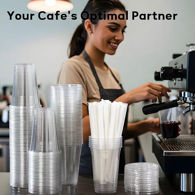 AOZITA 100 Pack - 16 oz Clear Plastic Cups - Image 8