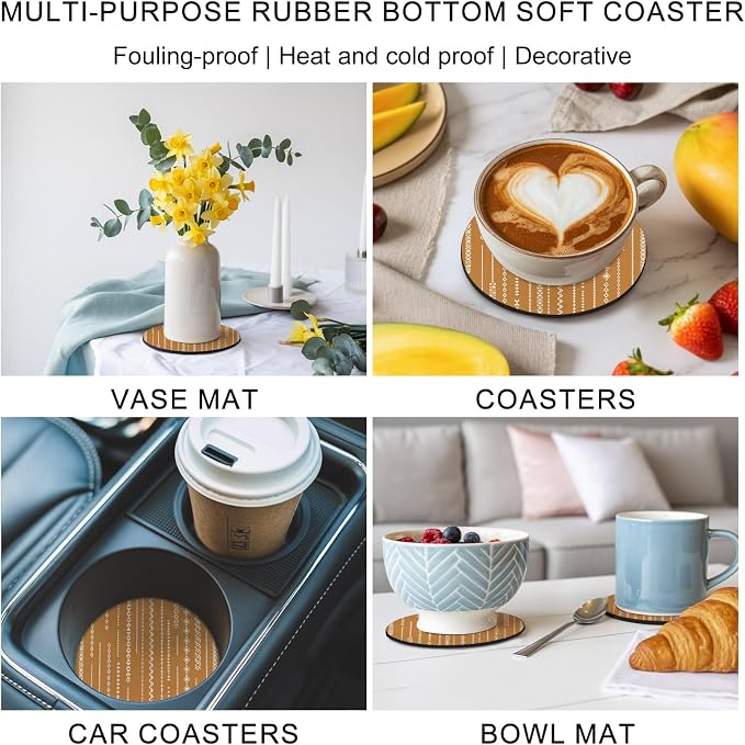 Vintage Simple Coasters Set of 6 Absorbent Coasters - Image 7