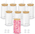 16 Oz Snow Globe Tumbler, 8 Pack Pre-Drilled Sublimation Glass Cup by Maucircol