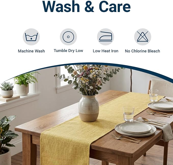 Q&J Fabric Co. Linen-Textured Table Runner 1 Pack 13x84 Inch Gold | Polyester - Image 5