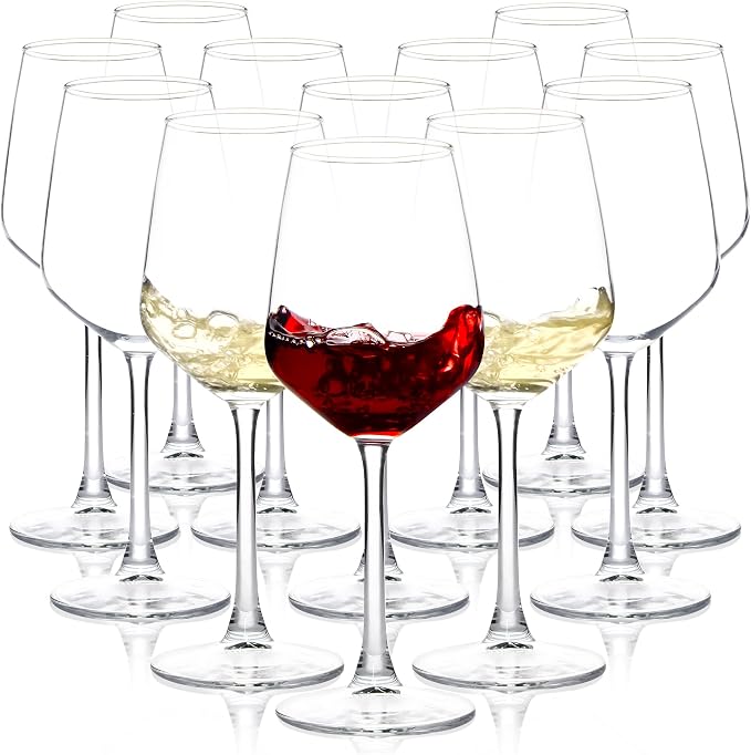 Wine Glasses Set of 12, 12oz Clear Red/White Wine Cup, Long Stem Wine Glasses by SHYRC