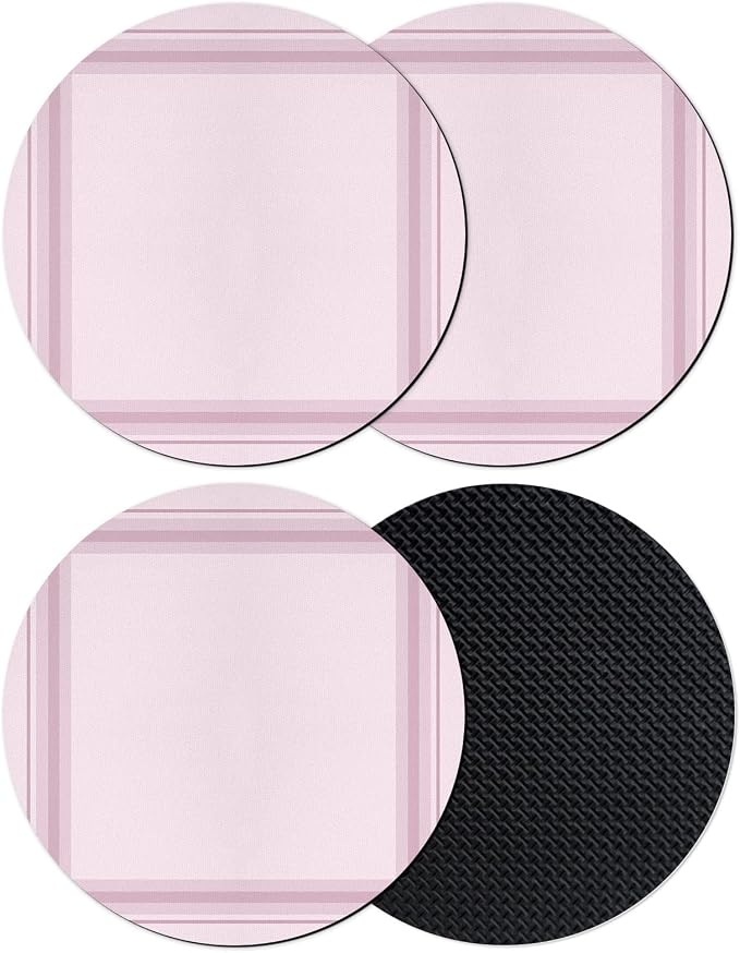Pink Grid Coasters Set of 4 Absorbent Coasters by Unknown