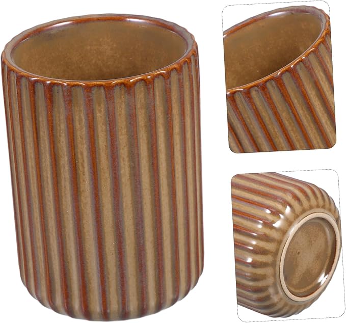 Retro Ceramic Water Mug Vintage Striped Drinking Cup - Image 9