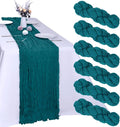 6 Pack Teal Cheesecloth Table Runner 35 x 120 Inch | Boho Gauze Fabric by RestfulGlow