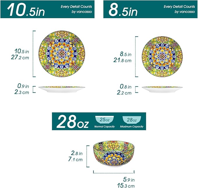 vancasso 12 Pieces Dinnerware Sets, Porcelain Dishes Set - Image 2