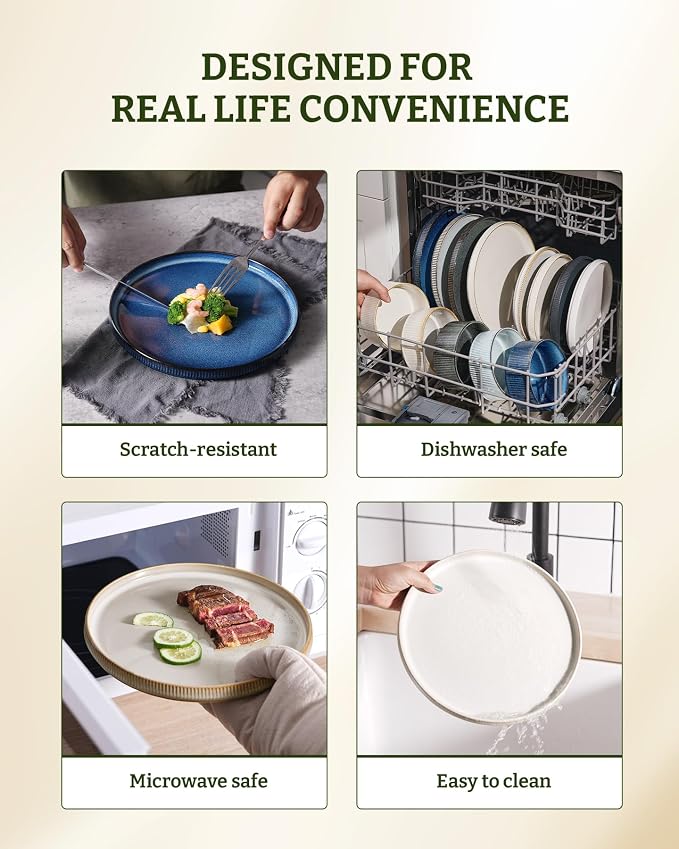 famiware Star Salad Plates for 6, 8 inches Plate Set, Stoneware Dinnerware - Image 8