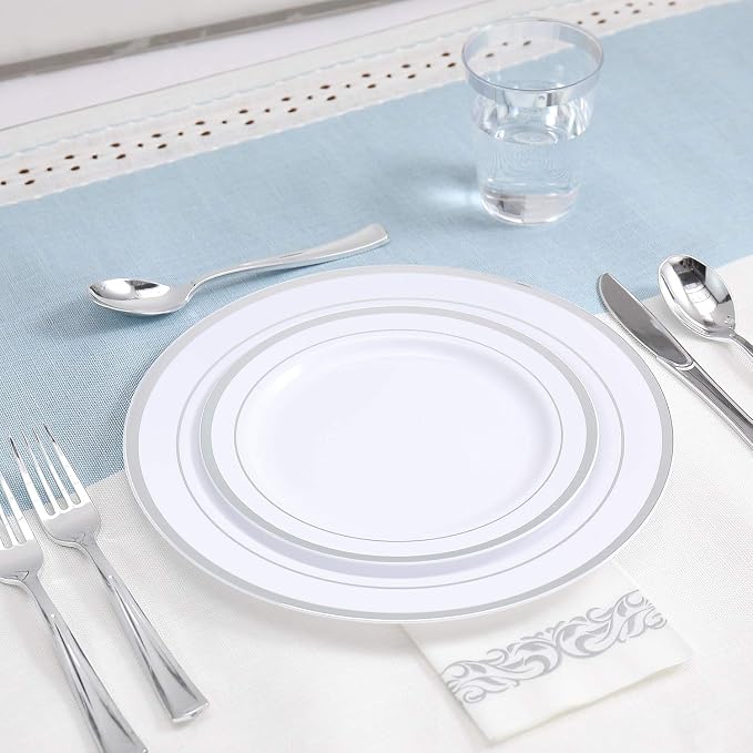 FOCUSLINE 175 Count Silver Dinnerware Set - Image 3