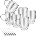 6 Pack Double Walled Glass Coffee Mugs by Unknown