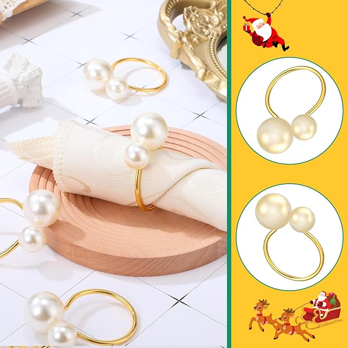 Sliner 36 Pcs Pearl Napkin Rings - Image 5