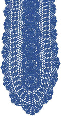 Cotton Handmade Crochet Lace Oval Table Runner Blue 12x60 Inch by KEPSWET