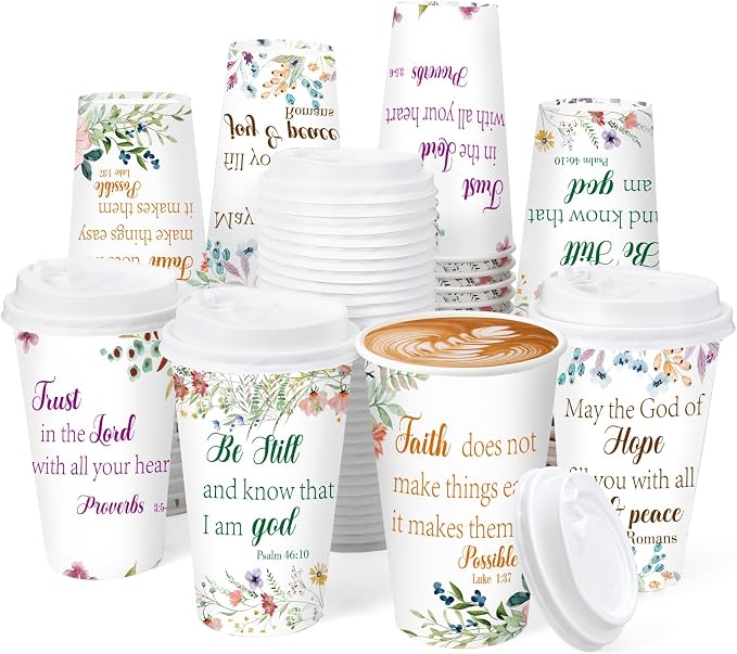 50 Pack 16 oz Disposable Coffee Cups by Ovveroche