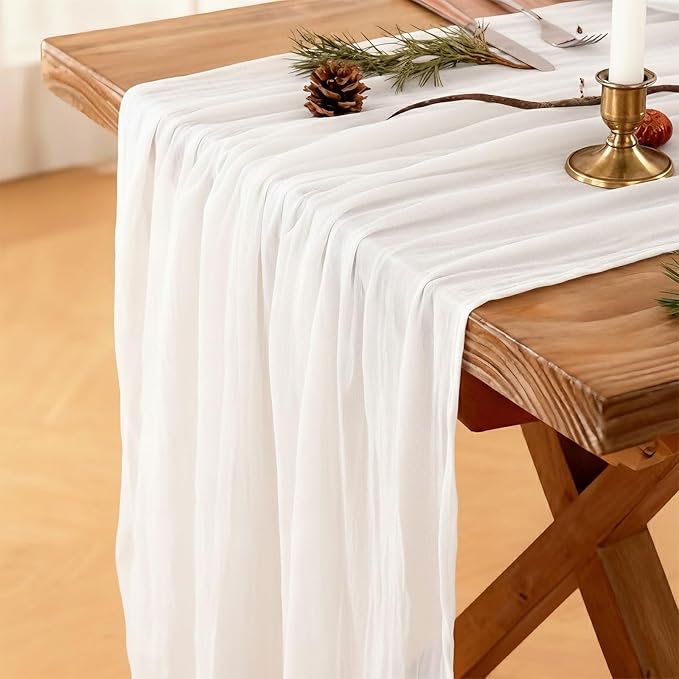 Cheesecloth Table Runner, 120 Inch 10 FT, 35x120 Inches Boho Rustic Cheesecloth by Mkobon