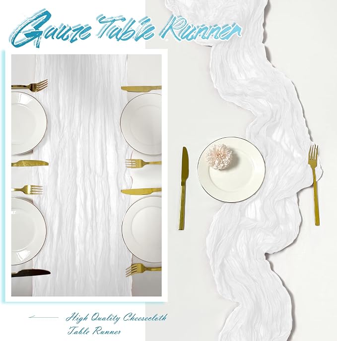 30 Pack White Cheesecloth Table Runner 17 x 108 inch Cheese Cloth Table Runners - Image 6
