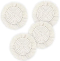 Coomin Boho Coasters for Drinks, Handmade Coasters 7.4in, 4p Beige | Woven by COOMIN