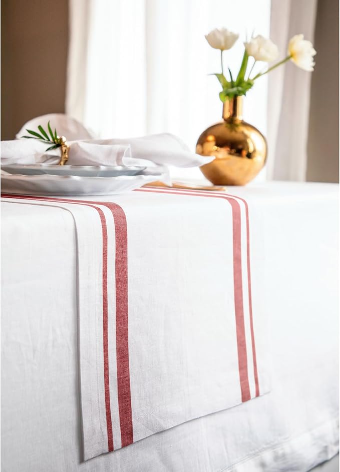 Solino Home 100% Pure Linen Table Runner, 14 x 48 in, console and side tables; - Image 2