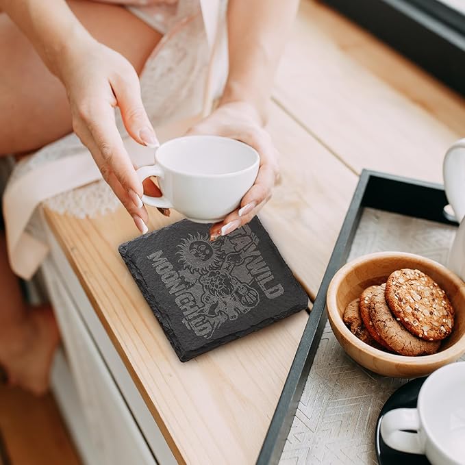 Slate Coasters Set of 48,4-Inch Black Square Stone Drink Coasters with Scratch-Resistant Backing,Durable Tabletop Protection for Home Office Kitchen,Ideal Housewarming Wedding Gifts