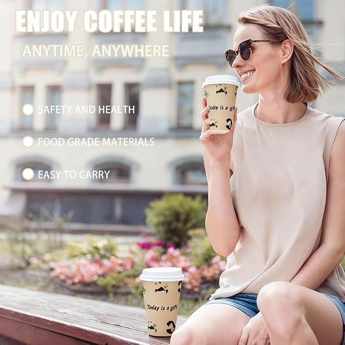 12 OZ 25 Pack Disposable Cups Paper Coffee Cups - Image 7