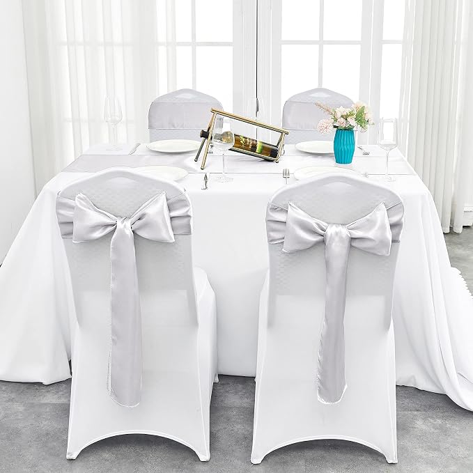 4-Pack Silver Satin Table Runner 12 x 108 Inch Long Bright and Smooth Silk - Image 7