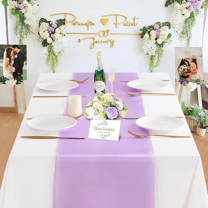 Lavender Satin Table Runners 12x108 inch 5 Pcs Bright Satin Silk Fabric | - Image 3