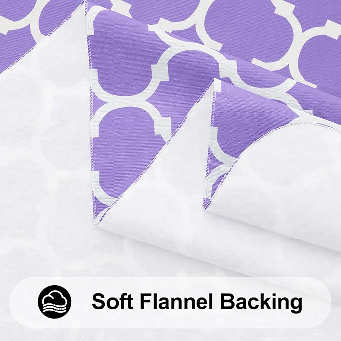 Smiry Rectangle Table Cloth, Waterproof Vinyl Tablecloth with Flannel Backing for Rectangle Tables, Wipeable Spillproof Plastic Tablecloths for Dining, Camping, Indoor and Outdoor, (60"x84", Lavender)