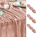 Cheesecloth Table Runner Dusty Pink 10FT Boho Gauze, 3 Pack | 120 Inch Cheese by Wokceer