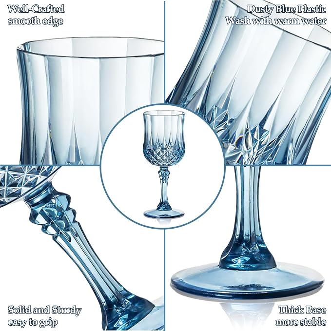 XUWAIDSGN 7oz Plastic Vintage Wine Glasses Drinking Glasses Unbreakable Wedding - Image 3