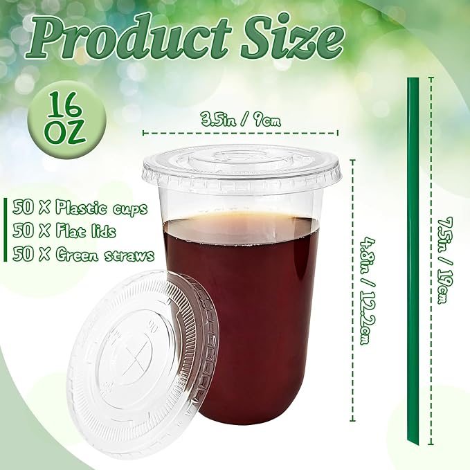 Qinsihwn 50 Set 16oz Plastic Cups - Image 2