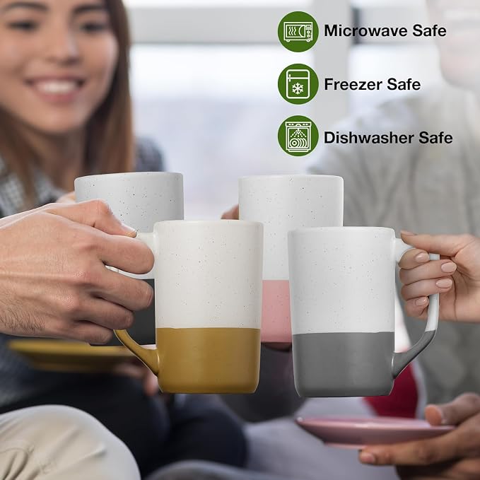 Large Ceramic Coffee Mug Set of 4, 16 oz Tea Cups - Image 6