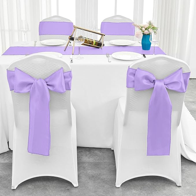 4-Pack Lavender Satin Table Runner 12 x 108 Inch Long Bright and Smooth Silk - Image 4