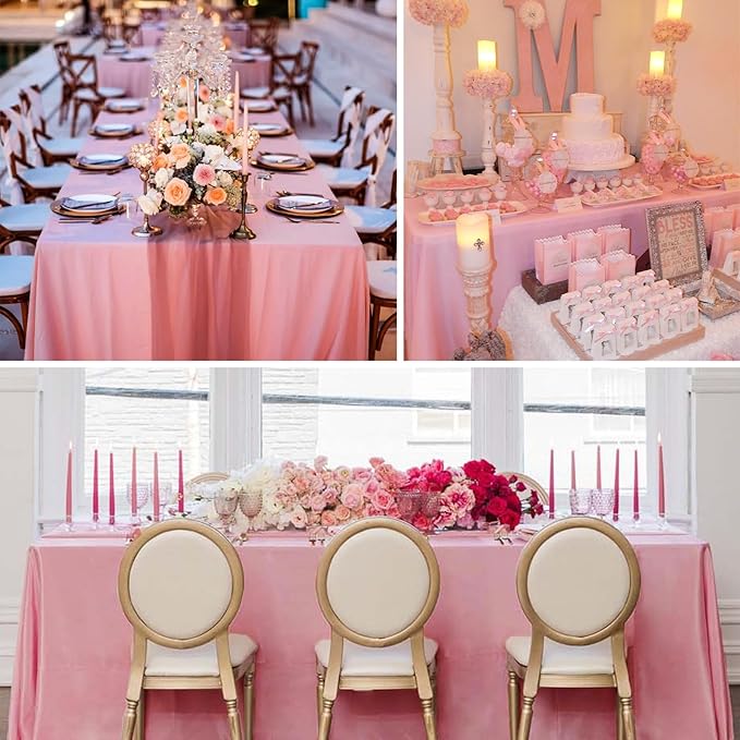 8 Pack Pink Tablecloth 60 x 126 Inch Rectangular Valentine’s Day Table Cloth for 8 Foot Rectangle Tables, Wrinkle Resistant Washable Fabric Polyester Table Covers for Wedding Party Banquet Buffet