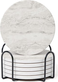Set of 6 Off White Abstract Onyx Marble Coasters by Hoomey