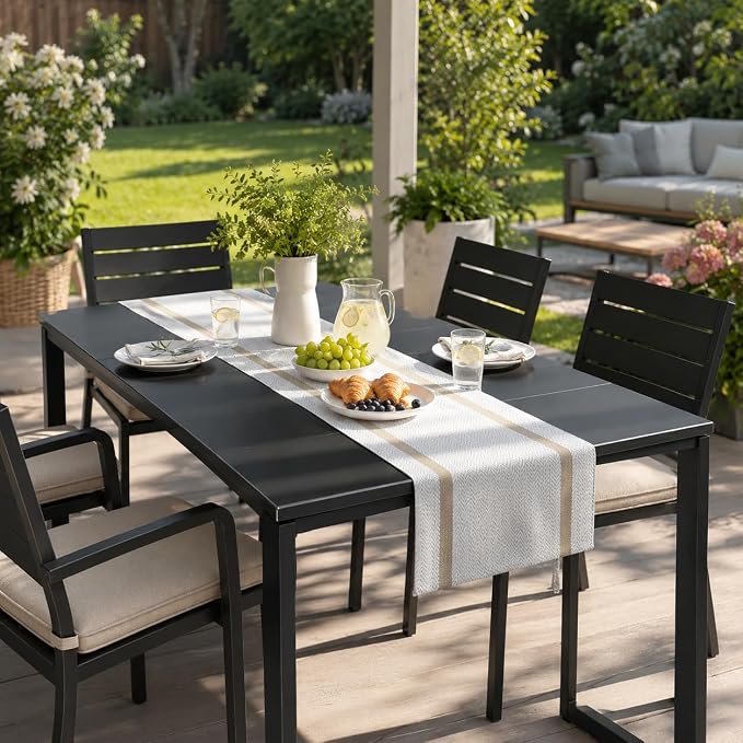 FAVE Woven Vinyl White Table Runner Woven - Image 2