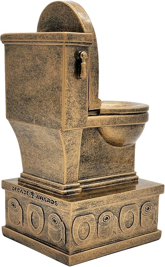 Decade Awards Action Pedestal Gold Toilet Bowl Trophy with Optional Inserts - Custom Engraved Plate On Request (7 Inch Tall)