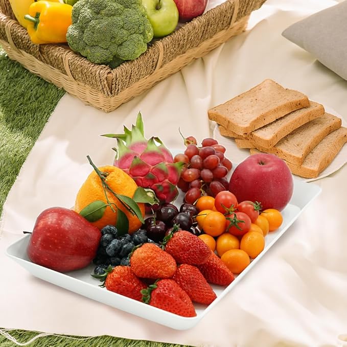 Serving Tray Platter, 17.5'' x 11.5'' x 1.6'', 6 Pcs Food Tray for Veggie Fruit Snack Dessert Cookie Cheese, Food Trays for Party Supplies Display, Large Platters for Serving Food, BPA Free