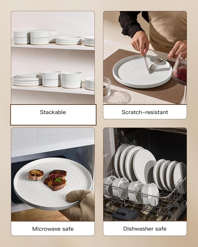 Stoneware Dinnerware Set for 6, Plates and Bowls - Image 5