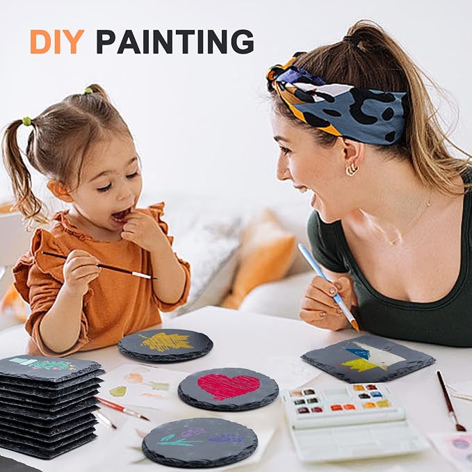 72 PCS Slate Drink Coasters, Cymuber 4 Inch Black Coasters Stone Cup Coaster - Image 3