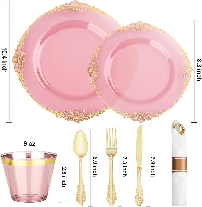 Bestluck 700PCS Burgundy Disposable Dinnerware - Image 3