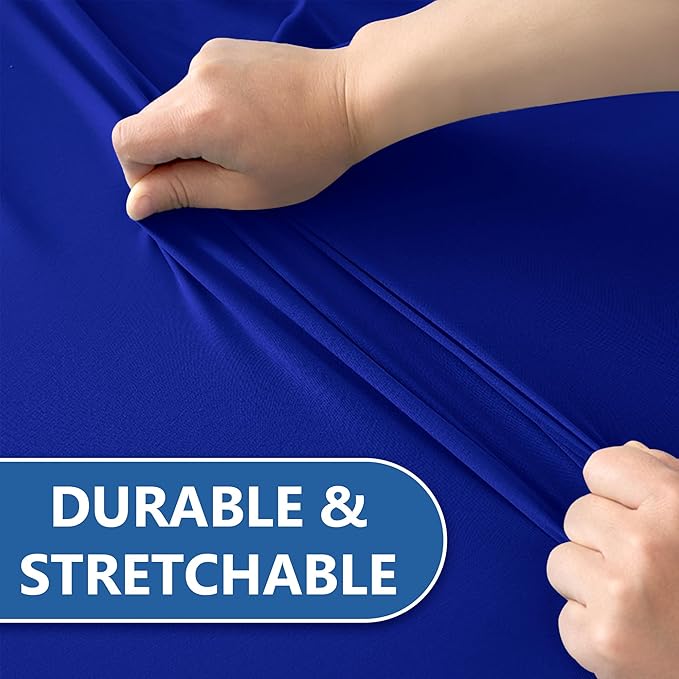 Table Cover for 6 Foot Rectangle Tables-6 Pack Royal Blue Fitted Stretch Tablecloth-Spandex 6ft Folding Tablecloths for Party, Vendor Booth Display, Banquet Buffet Event, Craft Trade Show