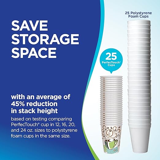 Dixie PerfecTouch 8 oz Paper Coffee Cups By GP PRO, Coffee Haze Design - Image 7