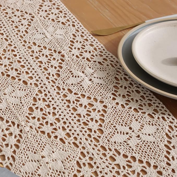 meioro Crochet Lace Table Runner, 12x64 Inch Boho Cotton Table Runners - Image 5