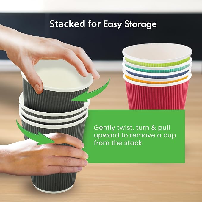 Restaurantware Coffee Cups 500 Pack of 12 oz Ripple Wall Insulated Coffee Cups - Image 9
