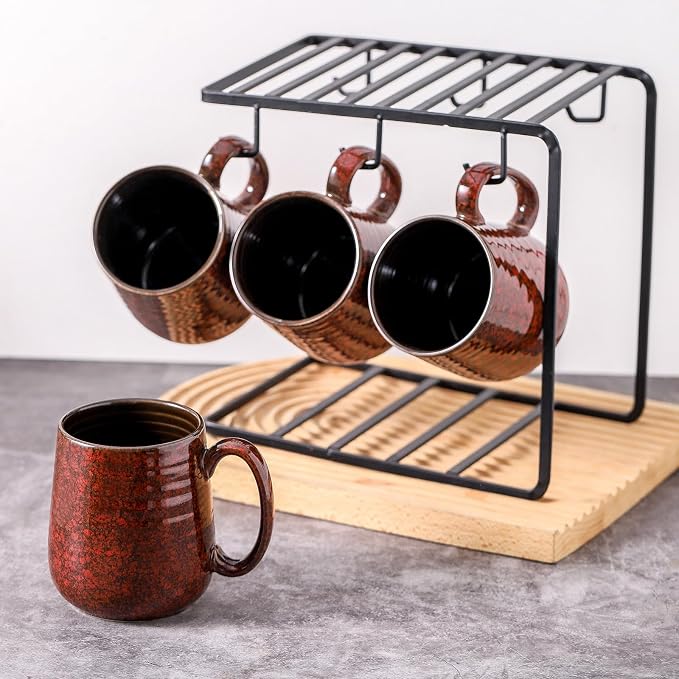 Hasense Red Coffee Mugs Set of 4, 12 oz Coffee Cups Ceramic, Latte Mug - Image 4