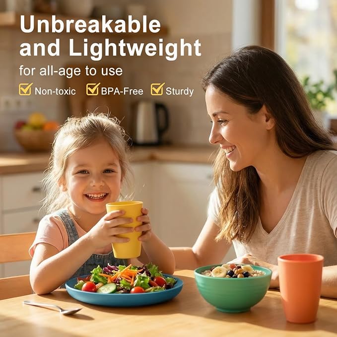 Wheat Straw Dinnerware Sets 40 Piece, Kitchen Plates and Bowls Set, Unbreakable - Image 5