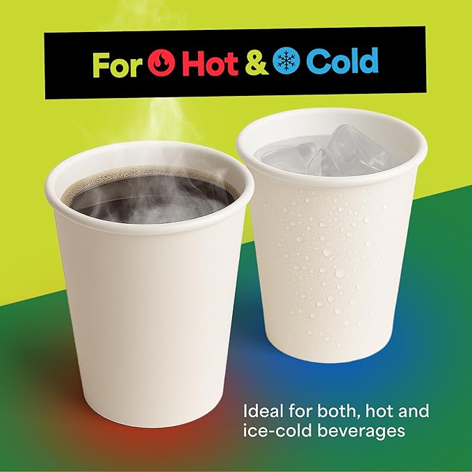 EconoHome 12 oz 50 Pack Disposable Coffee Paper Cups - Image 4